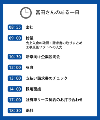 内部事務 1日の流れ タイムスケジュール